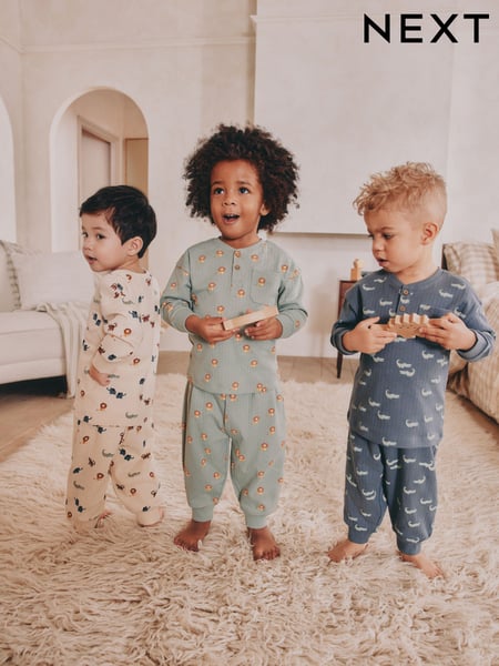 Blue/Ecru 3 Pack Oversized Pyjamas (9mths-10yrs) (AJ0541) | € 37 - € 45