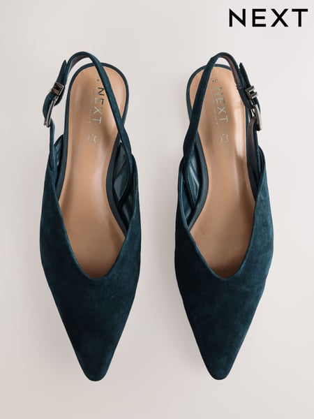 Navy Forever Comfort® Leather Point Toe Buckle Slingback Shoes (AJ1461) | € 61
