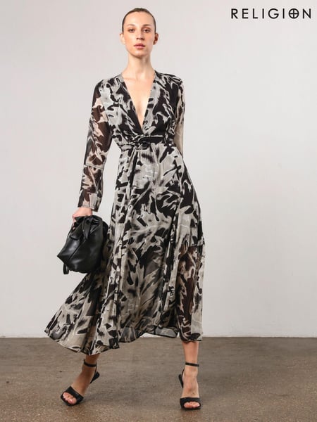 Religion Black Flash Maxi Dress With Multi Tying Wrap Options (AJ3637) | € 82