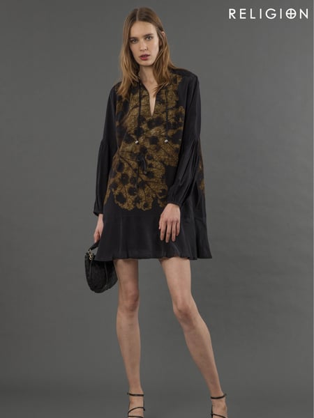 Religion Yellow Mini Twist Dress With Large Placement Prints (AJ3672) | € 148