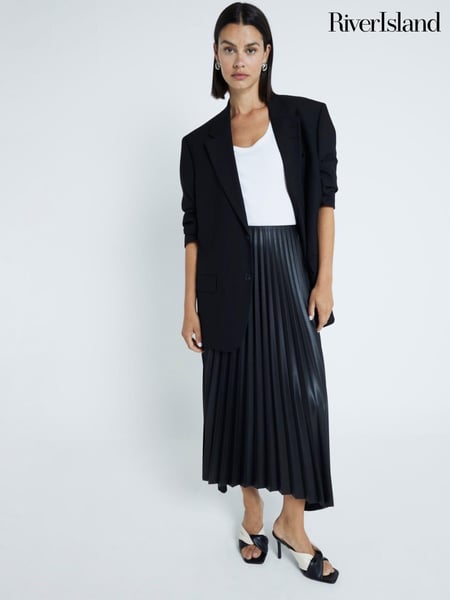 River Island Black Pleated Midi Skirt (AJ4409) | € 29