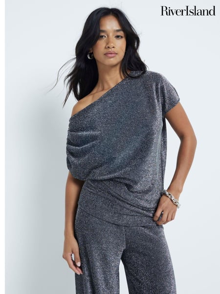 River Island Black Petite Slash Neck 100% Cotton Top (AJ4412) | € 23