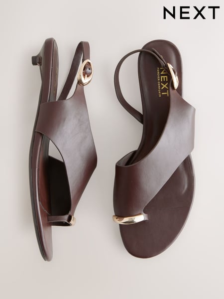 Chocolate Brown Forever Comfort® Embellished Toe Loop Sandals (AJ4729) | € 57