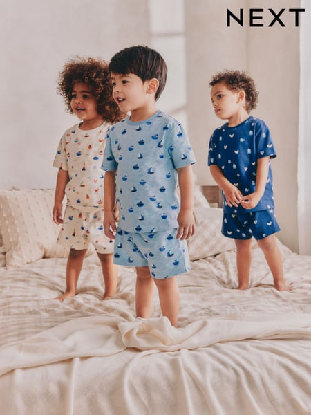 Blue/Ecru Short Pyjamas 3 Pack (9mths-8yrs) (AJ4845) | € 28 - € 37