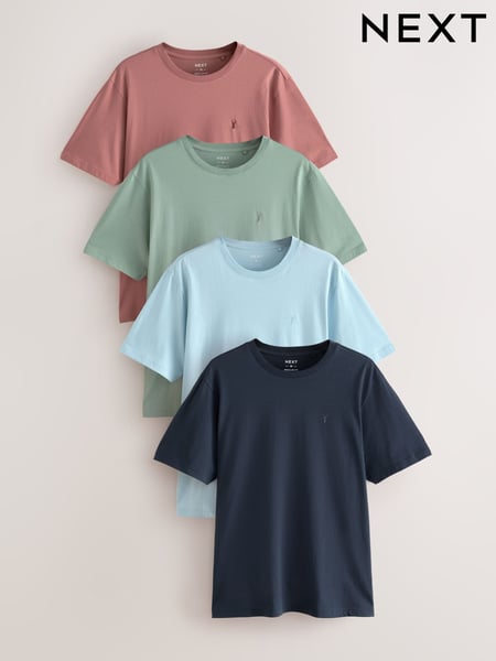 Marineblau/Blau/Rosa/Grün - Reguläre Passform - T-Shirts 4 Pack (AJ5065) | 57 €