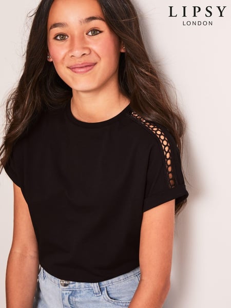 Lipsy Black/White Shoulder Trim 100% Cotton Tops 2 Pack (5-16yrs) (AJ5913) | € 34 - € 59