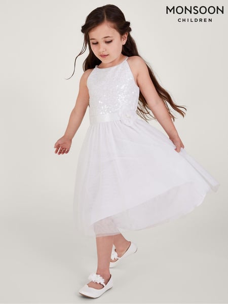 Monsoon Natural Sleeveless Sequin Tulle Dress (AJ6340) | € 70 - € 76