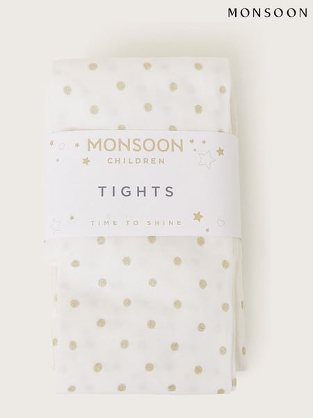 Monsoon Cream Glitter Spot Tights 3 Pack (AJ6346) | € 31 - € 34