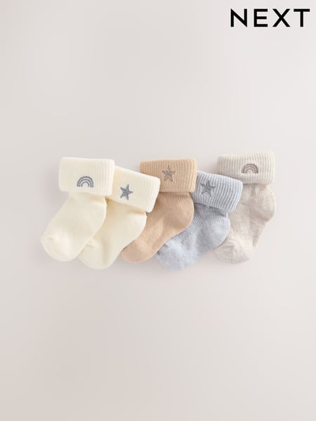 Neutral Embroidered Baby Socks 5 Pack (0mths-2yrs) (AJ6473) | € 11