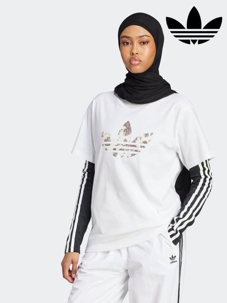 Weiß - adidas Originals Animal Print Trefoil T-Shirt (AJ6593) | 39 €