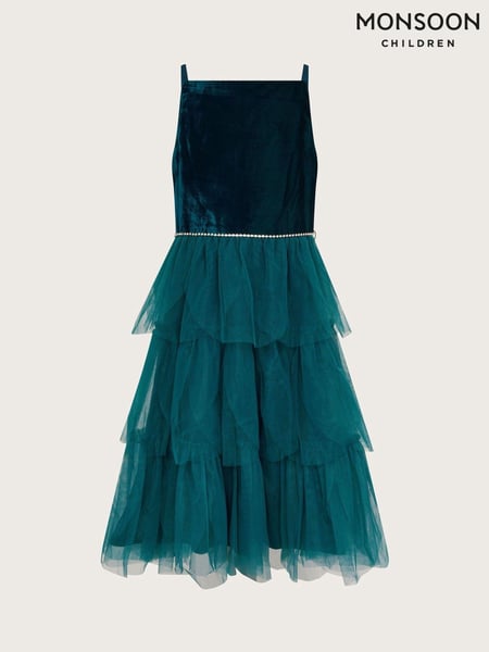 Monsoon Blue Gulia Velour Tulle Dress (AJ7093) | € 37 - € 40