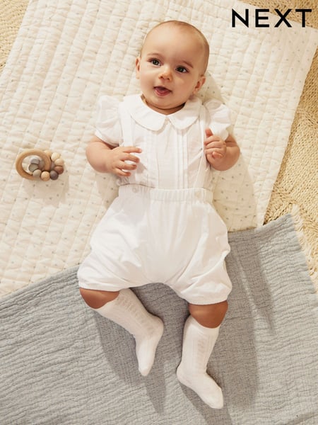 White Smart Shirt, Shorts And Socks 3 Piece Set (0mths-2yrs) (AJ7151) | € 33 - € 35