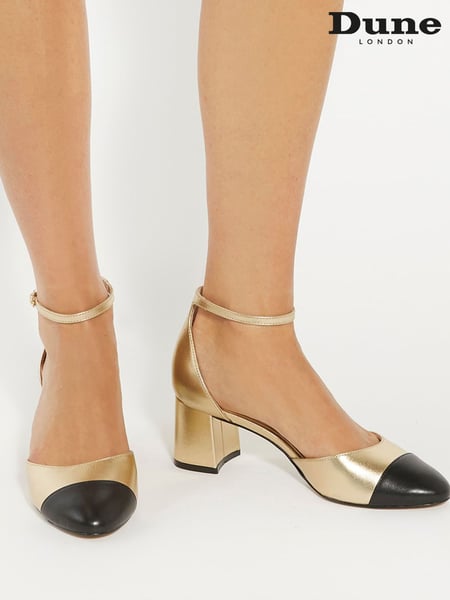 Dune London Gold Careless 2 Part Toe Cap Ballet Open Courts (AJ7690) | € 70