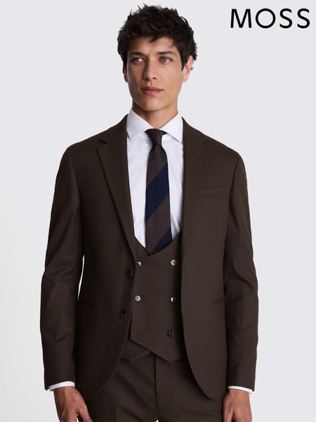 MOSS Brown Slim Fit Brown Flannel Jacket (AJ7826) | € 232