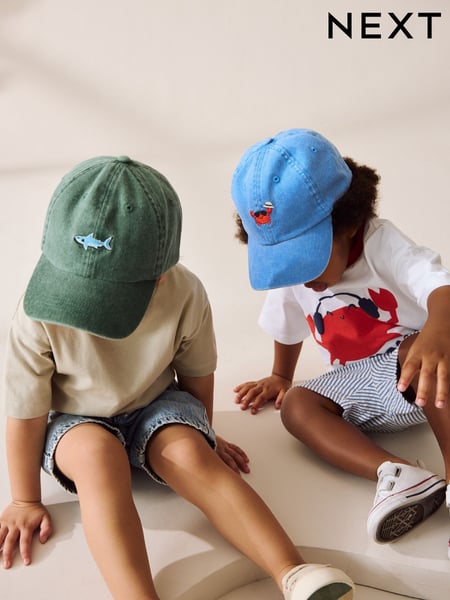 Shark/Crab Washed Caps 2 Pack (3mths-10yrs) (AJ7937) | € 20 - € 26