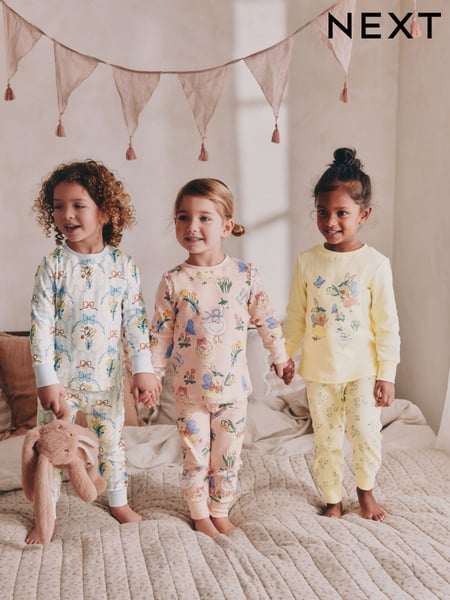 Yellow/Blue Bunny Snuggle Pyjamas 3 Pack (9mths-8yrs) (AJ8346) | € 38 - € 47