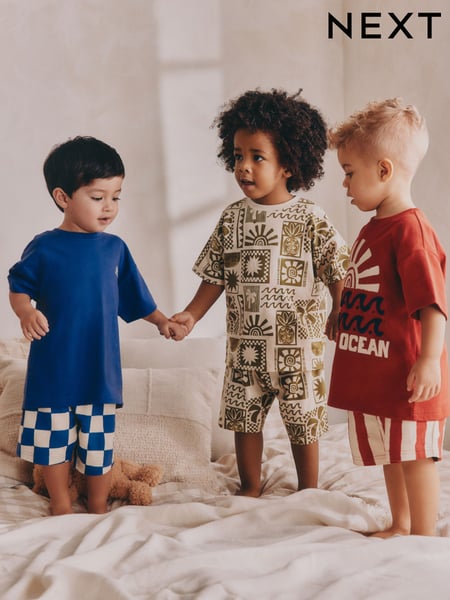 Multi Pastel Short Pyjamas 3 Pack (9mths-12yrs) (AK0016) | € 31 - € 43