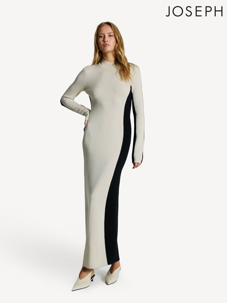 Joseph Cream Silk/Wool Blend Contrast Cut Maxi Dress (AK0291) | € 819