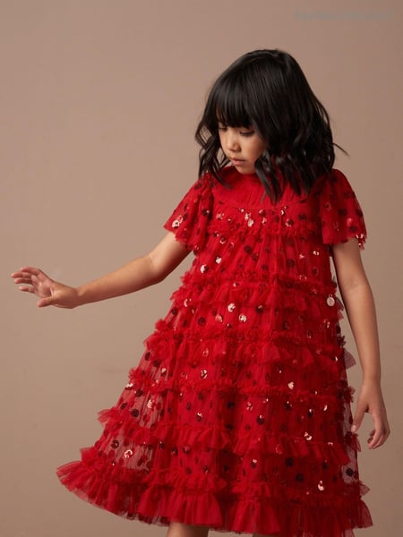 Angel & Rocket Red Delphine Sequin Mesh Dress (AK0644) | € 50 - € 54