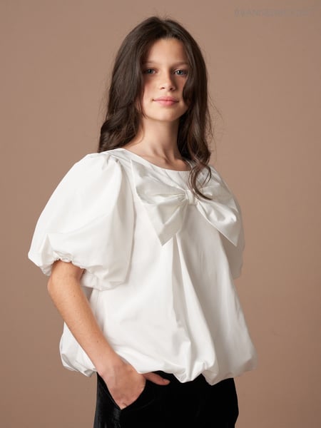 Angel & Rocket White Nadia Bubble Hem Bow Top (AK0681) | € 20 - € 23