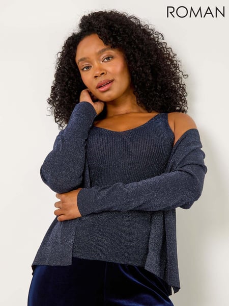 Roman Blue Petite Sparkle Open Knit Cardigan (AK0792) | € 50
