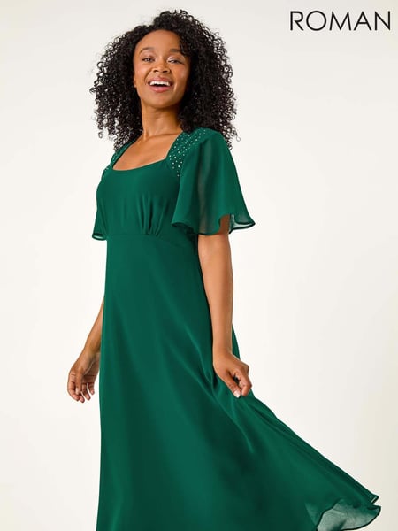 Roman Green Petite Hotfix Detail Midi Dress (AK0795) | € 97