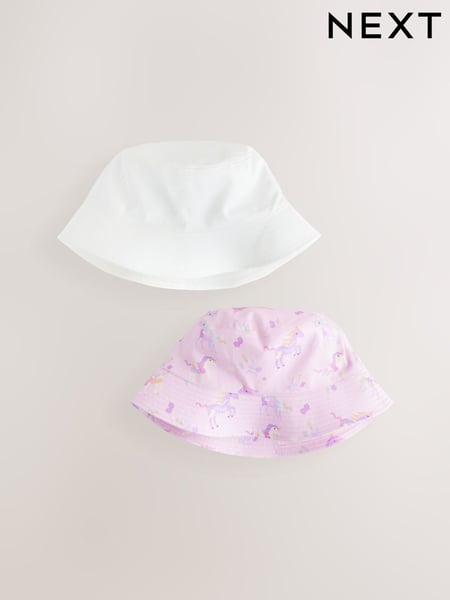 White Bucket Hats 2 Pack (3mths-16yrs) (AK1487) | € 18 - € 24