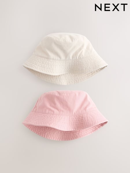 Ecru/Pink Bucket Hats 2 Pack (3mths-16yrs) (AK1508) | € 17 - € 28