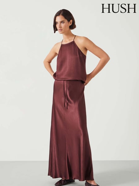 Hush Brown Indra Satin Skirt (AK1737) | € 52