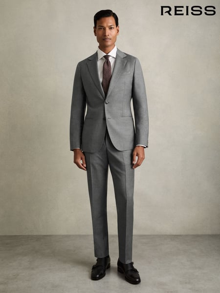 Reiss Grey Aspire Slim-Fit Wool Suit Trousers (AK1779) | € 184