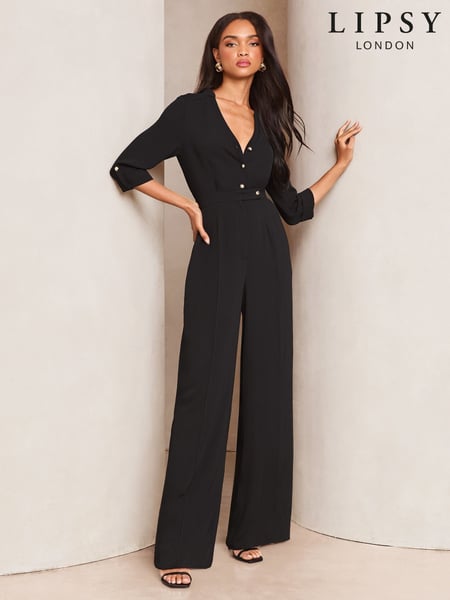 Lipsy Black Utility 3/4 Sleeve Jumpsuit (AK1815) | € 53