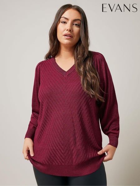 Evans Red V-Neck Chevron Metallic Jumper (AK1948) | € 56
