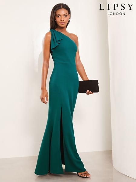 Lipsy Teal One Shoulder Bow Maxi Dress (AK2529) | € 93