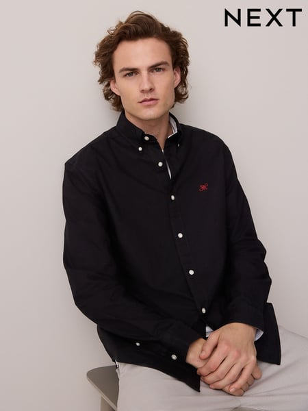 Black Slim Fit Long Sleeve Oxford Shirt (AK2559) | € 39