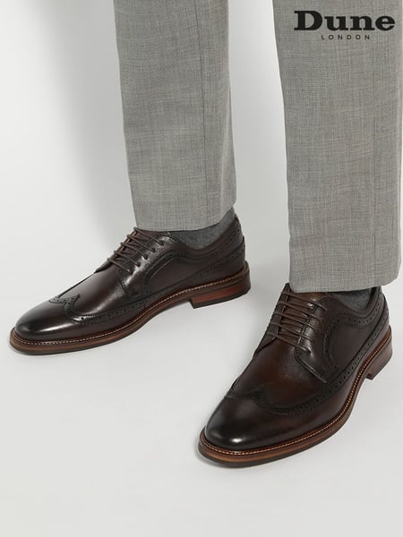 Dune London Brown Steeles Burnished Brogue Shoes (AK3118) | € 217