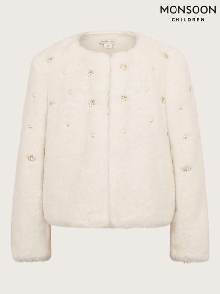 Monsoon Natural Embellished Faux Fur Coat (AK3178) | € 86 - € 101
