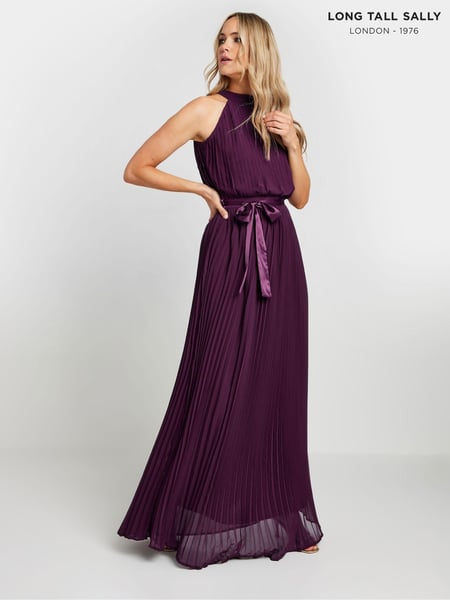 Long Tall Sally Purple Halterneck Pleated Dress (AK3490) | € 125