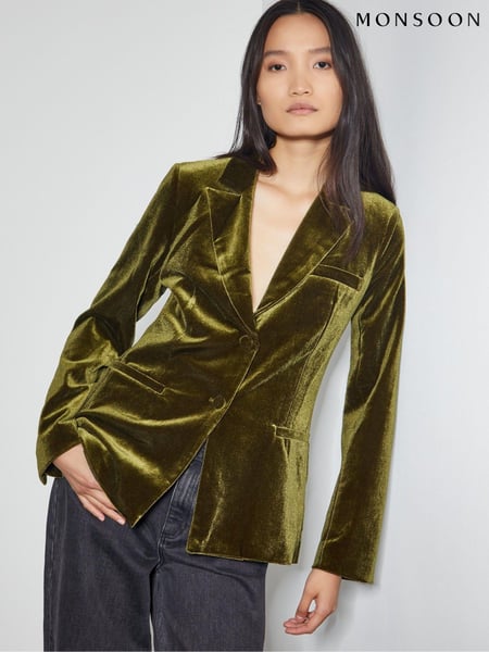 Monsoon Green Velvet Vicky Jacket (AK3578) | € 63