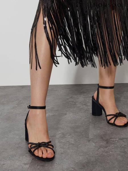 Monsoon Black Darla Diamante Bow Heel Sandals (AK3585) | € 58