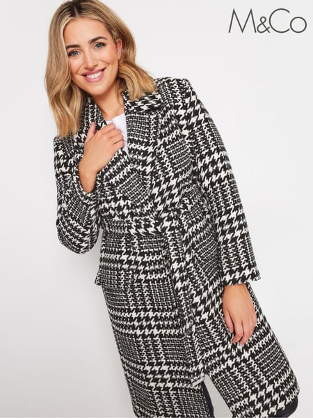 M&Co Black Dogtooth Wrap Coat (AK3741) | € 53