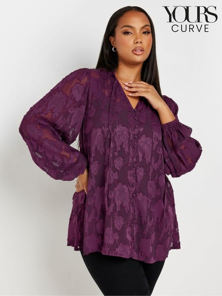 Yours Curve Purple Jewel Tie Neck Blouse (AK4079) | € 48
