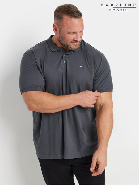 BadRhino Big & Tall Grey 100% Cotton Plain Polo Shirt (AK4414) | € 31