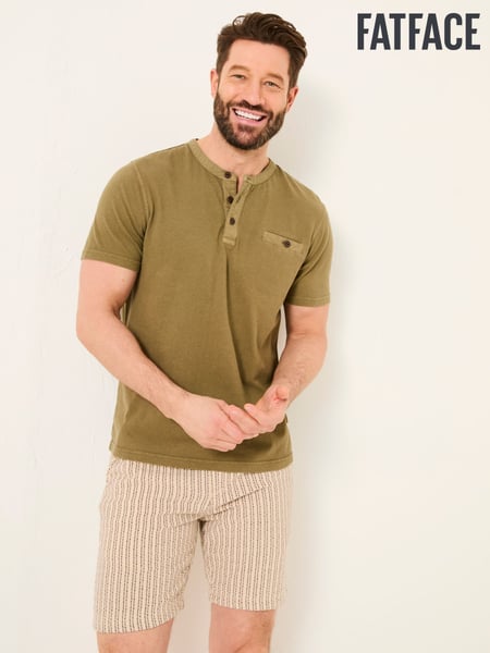 FatFace Henley Khaki Green Garment Dyed Pocket Henley (AK4889) | € 46