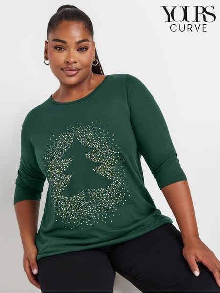Yours Curve Green Christmas Tree Novelty T-Shirt (AK5007) | € 31