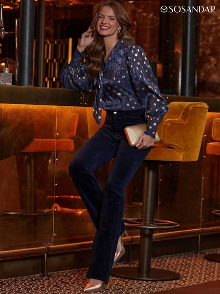 Sosandar Blue Metallic Spot Organza Blouse (AK5351) | € 92