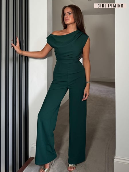 Girl In Mind Green Donna Asymmetric Neckline Jumpsuit (AK5440) | € 86