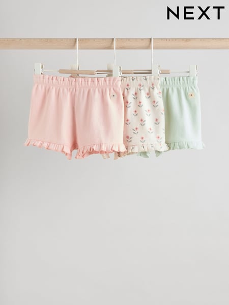 Pink/ Cream/ Green Baby Jersey 100% Cotton Shorts 3 Pack (AK5905) | € 18 - € 21