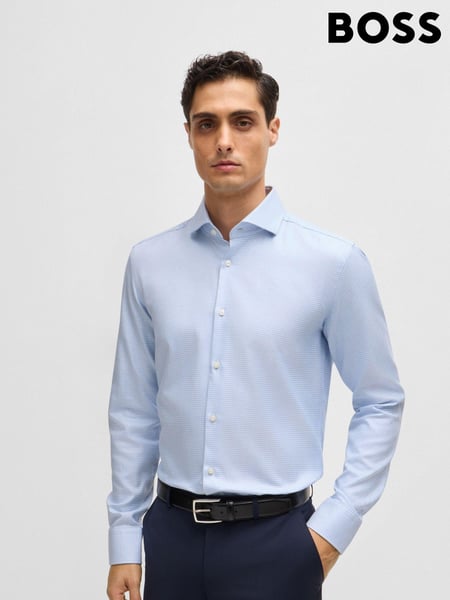 BOSS Blue Slim-Fit Structured 100% Cotton Shirt (AK5930) | € 93