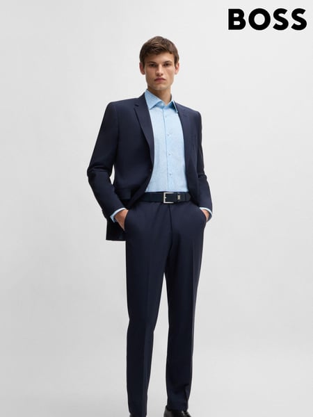 BOSS Blue Printed Regular-Fit Stretch-Cotton Poplin Shirt (AK5950) | € 77