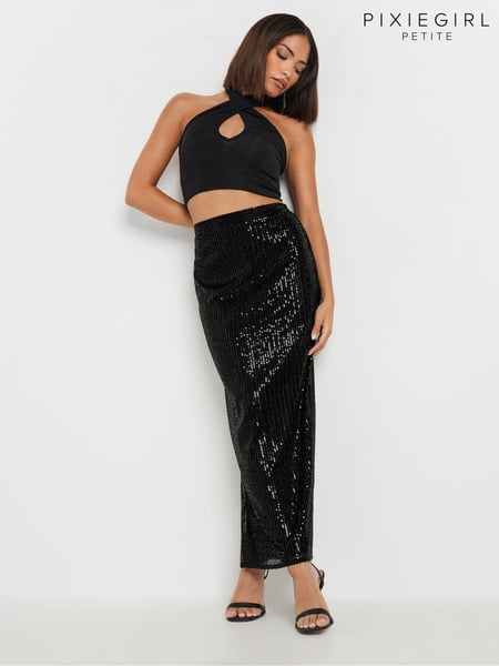 PixieGirl Petite Black Sequin Maxi Skirt (AK6380) | € 30